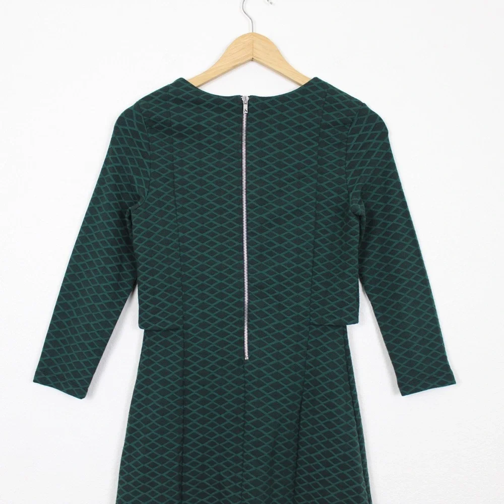 Topshop Geo Print Notch Overlay 3/4 Sleeve Mini Dress - Picture 11 of 14
